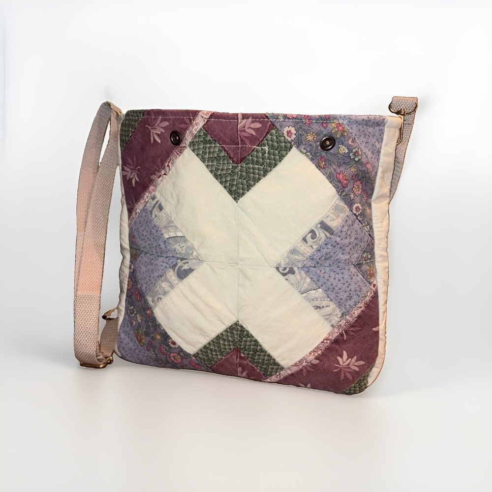 Handmade Vintage Quilt Upcycled Crossbody Market Bag Purse Bohemian New With Tag